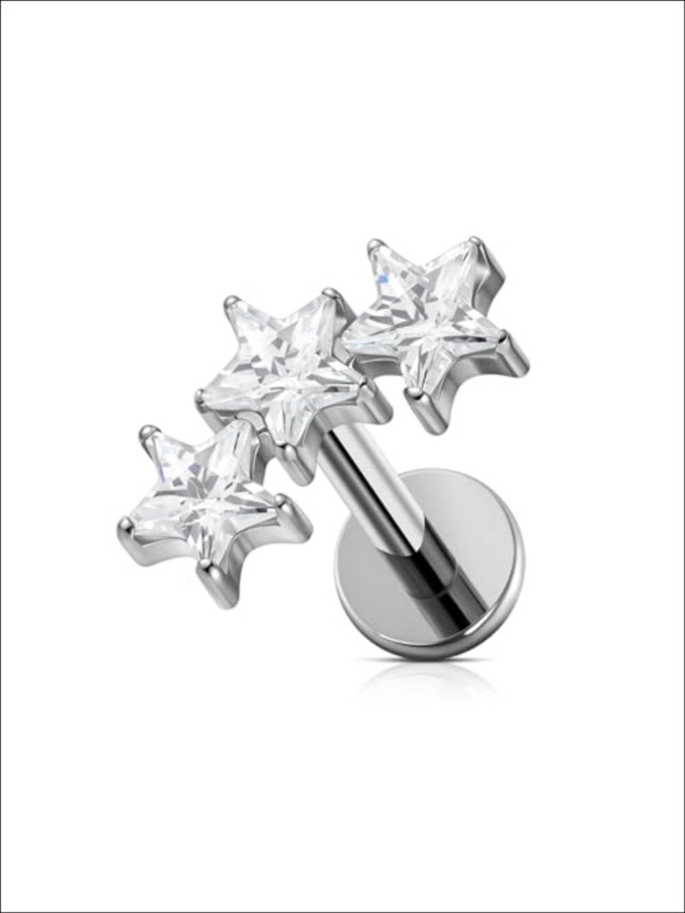 16G ASTM F136 Titanium Triple Cluster Cartilage Earring Screw on Flatback Stud
